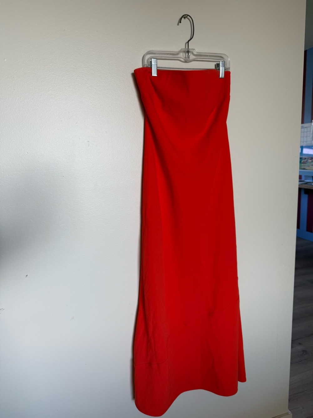 Strapless Orange Midi Dress